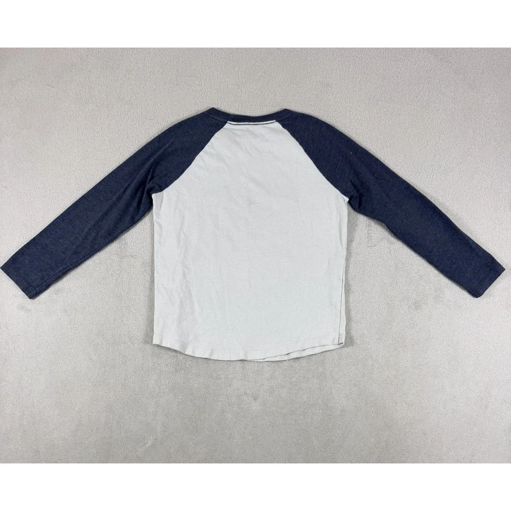 Old Navy Minecraft Graphic Raglan Long Sleeve T-Shirt Boys Size S 6-7 Blue Gray